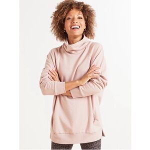 Evereve Juliana Tunic Mock Neck Sweatshirt Dusty Rose Medium